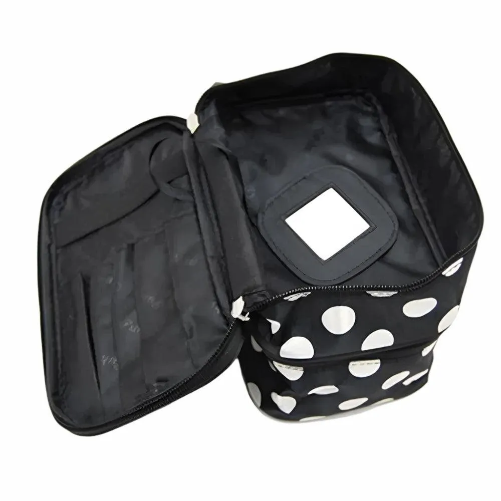 Large Capacity Travel Makeup & Toiletries Organizer - Double Layer Zipper Cosmetic Bag