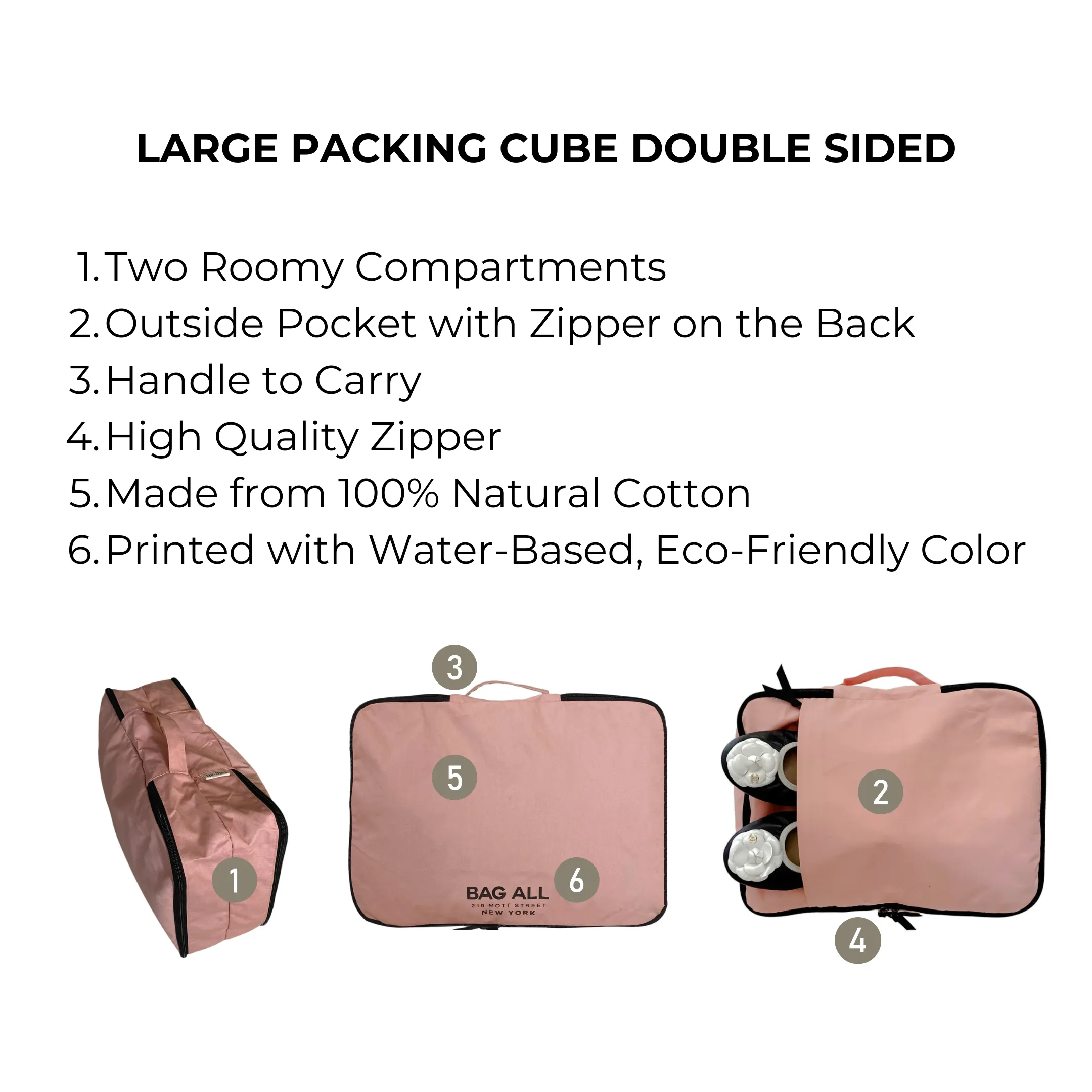 Large Packing Cube, Double Sided, Pink/Blush