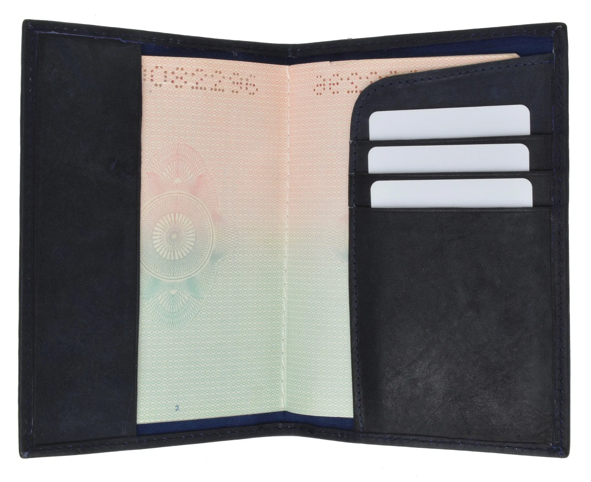 Leather Passport wallet with Card holder 601 CF BLIND