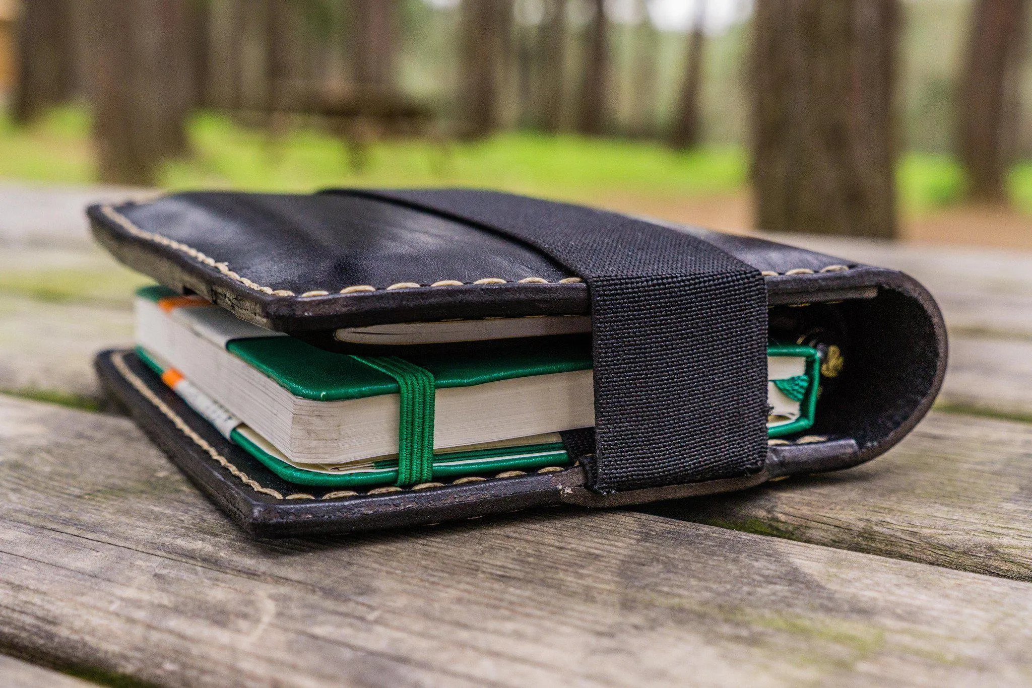 Leather Pocket Moleskine Journal Cover - Black