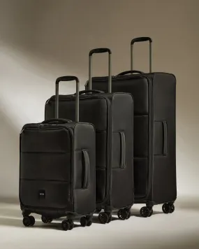 Lightest Suitcase Set in Black - Soft Stripe