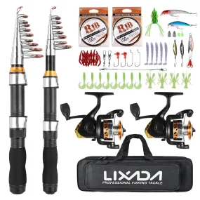 Lixada Fishing Rod Reel Combo Water Drop Set With 1.9m and 2.3m Fishing Rod Fishing Tackle with Hooks Soft Lures