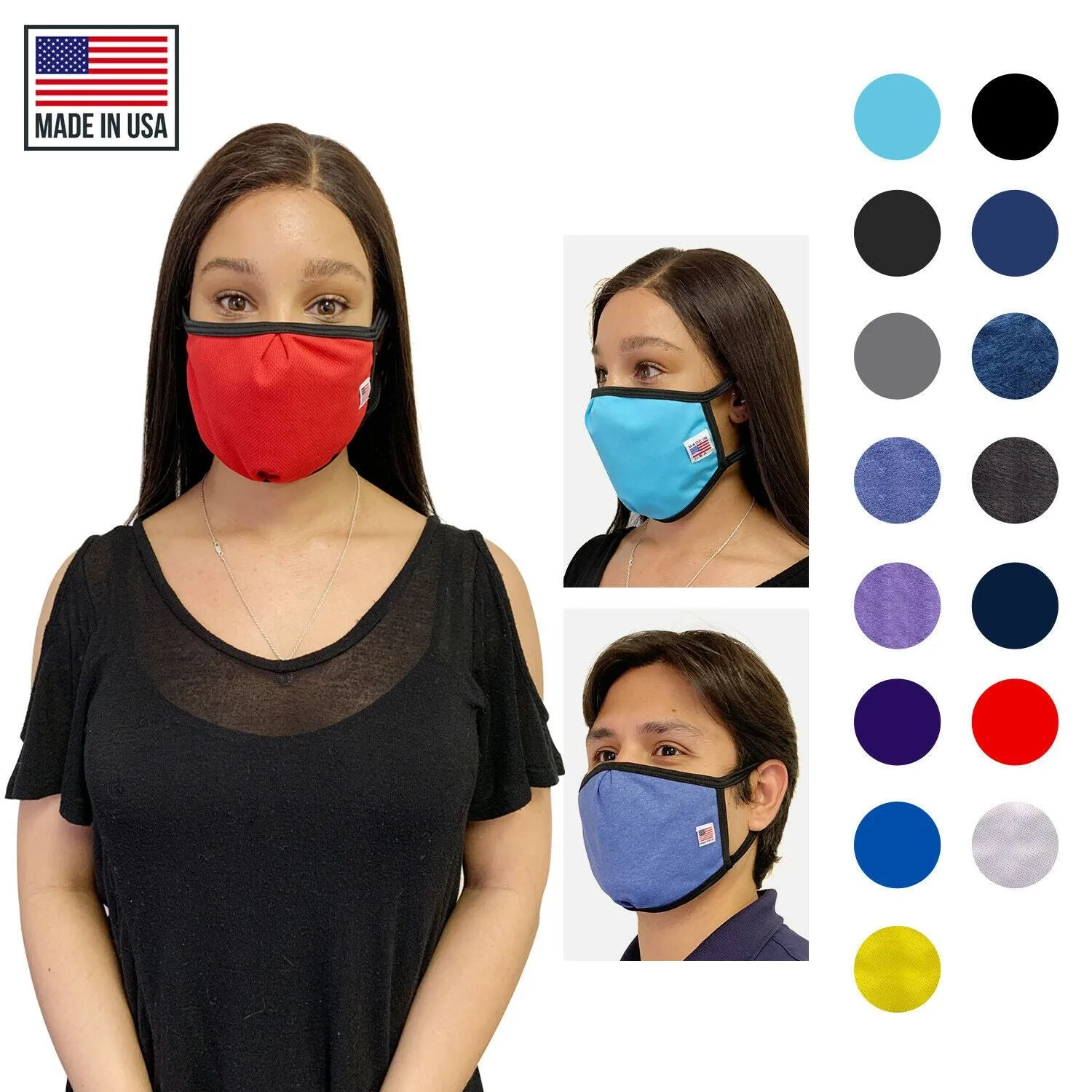 Made in USA Face Masks Mouth Nose Washable Reusable Double Layer Mask Cotton Cloth Blend