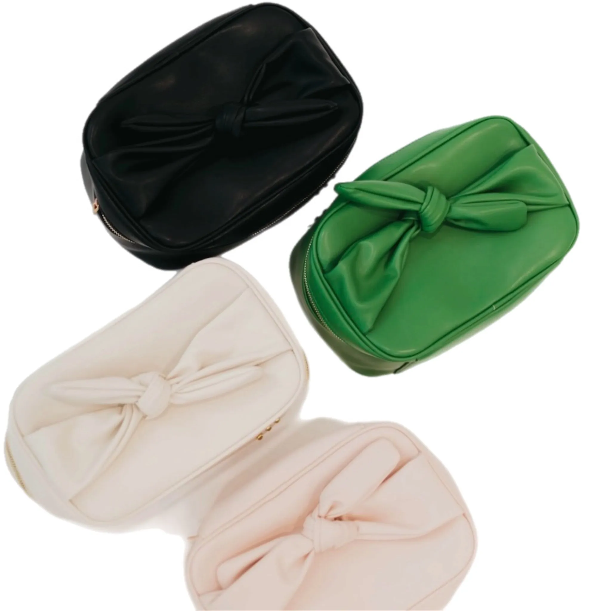 Madelyn Bow Makeup Bag- Black.