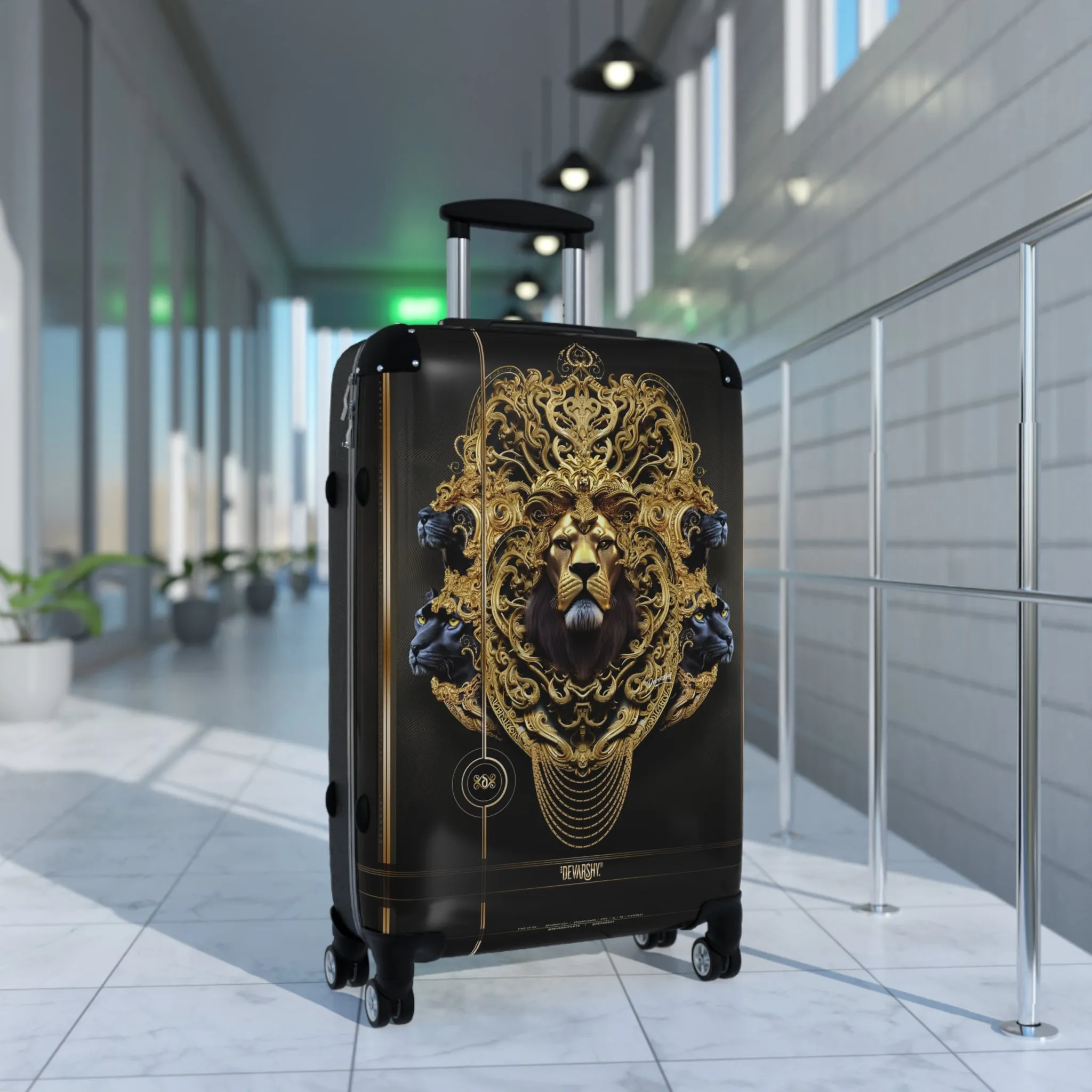 Majestic Lion Suitcase 3 Sizes Carry-on Suitcase Golden Lion Luggage Lion Hard Shell Suitcase | D20148