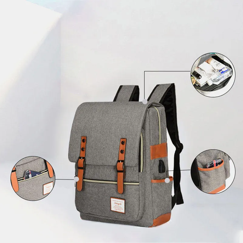 Men Women Anti-Theft USB Large Capacity Laptop Backpack Outdoor Travel