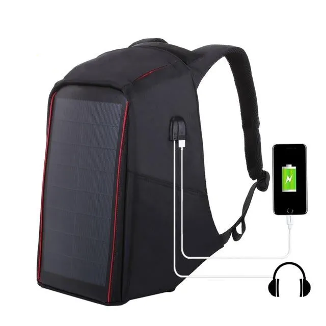 Men's 12W Solar Powered Anti-Theft Backpack with USB Charging