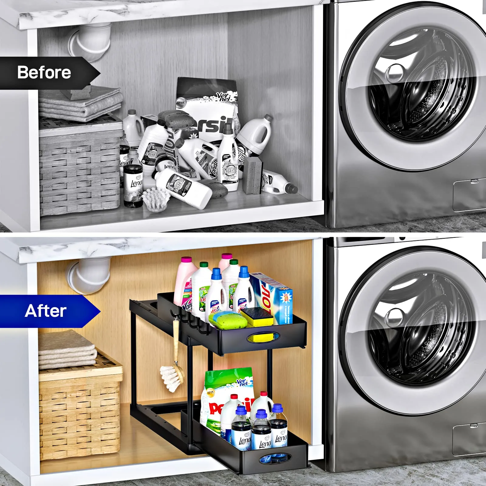 MessFree® Under Sink Dual Sliding Organizer