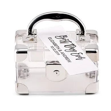 MINI TRAVEL SUITCASE FAVOUR BOX - SILVER (2/pkg)