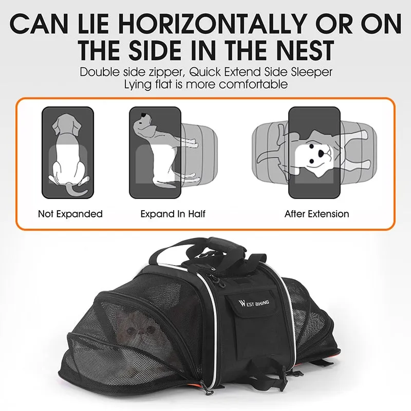 Multifunctional Bicycle Trunk Pet Bag Foldable Reflective Rear Bike Bag Travel Dog Cat Carrier Hand Shoulder Bag