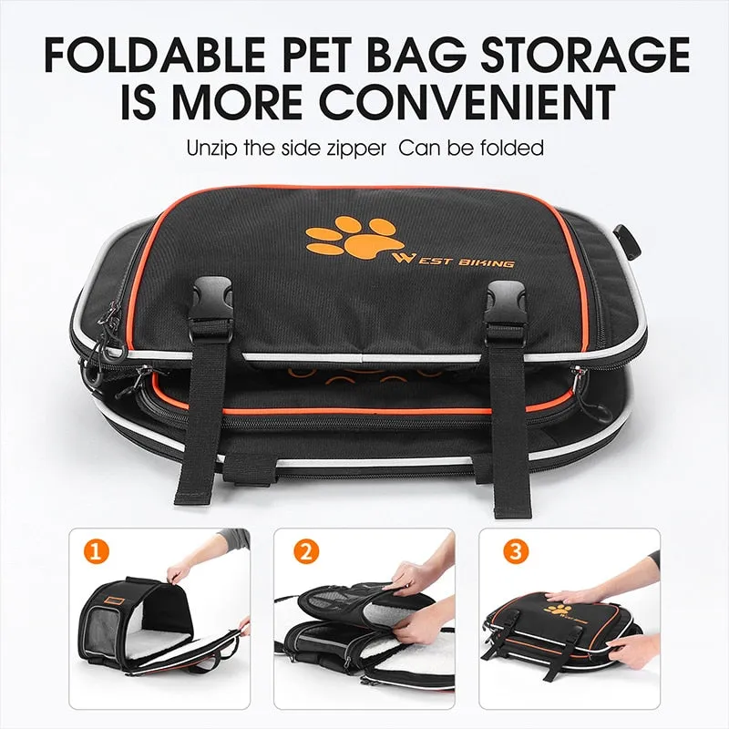 Multifunctional Bicycle Trunk Pet Bag Foldable Reflective Rear Bike Bag Travel Dog Cat Carrier Hand Shoulder Bag