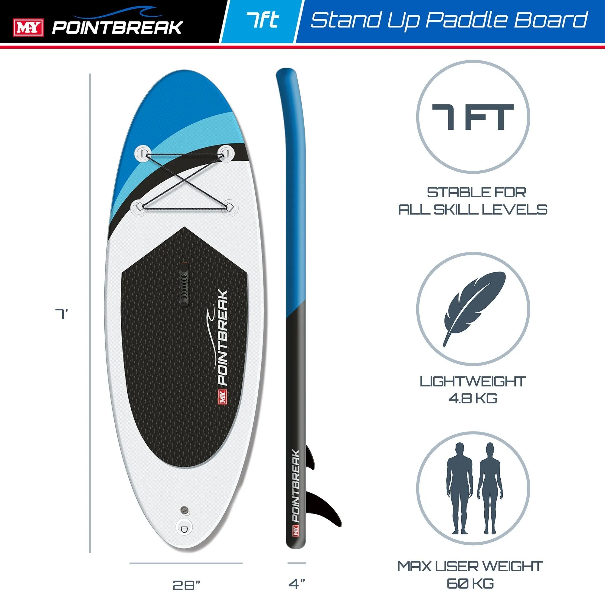 M.Y 7ft Blue Paddle Board Package