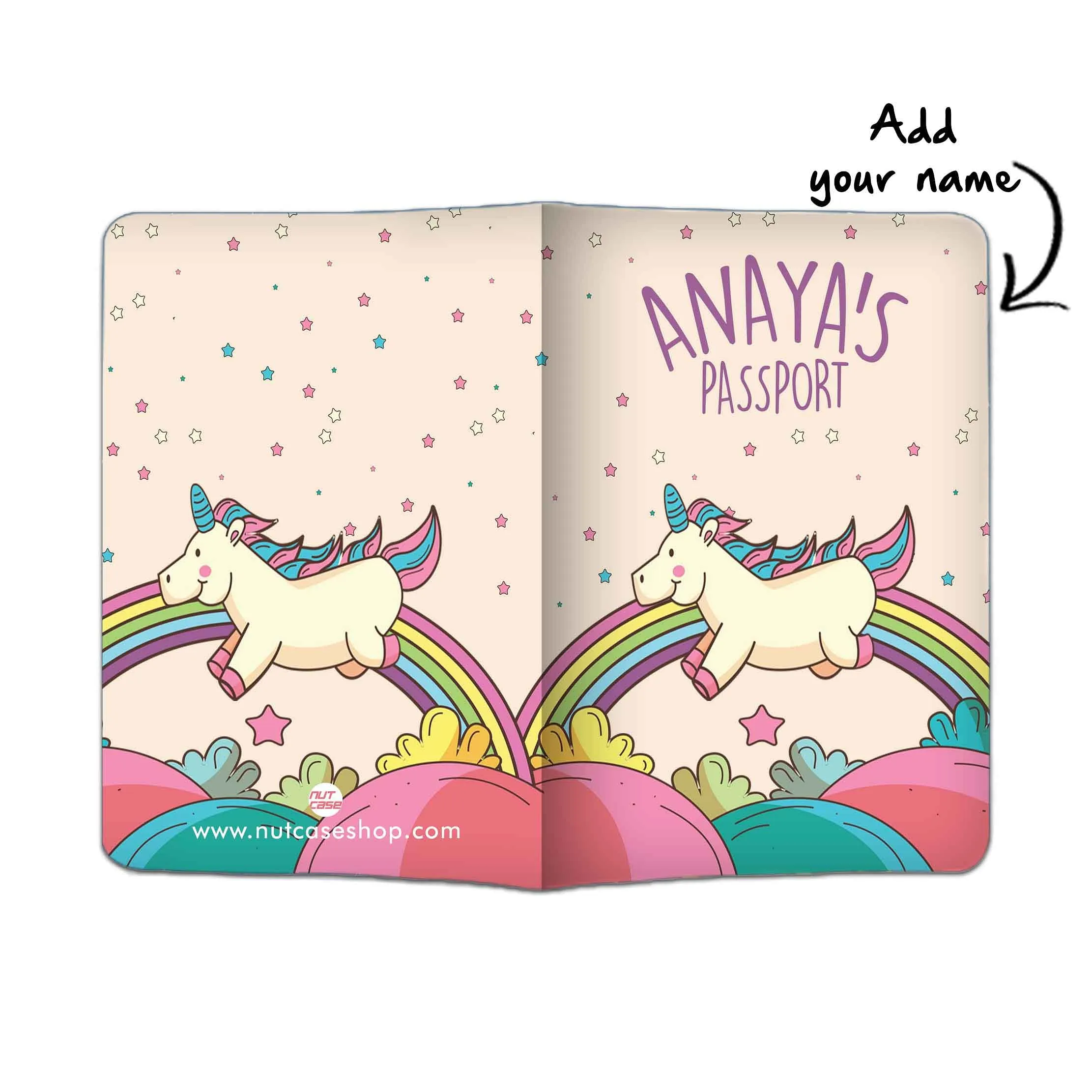 New Customized Passport Holder - Magical Unicorn Rainbows