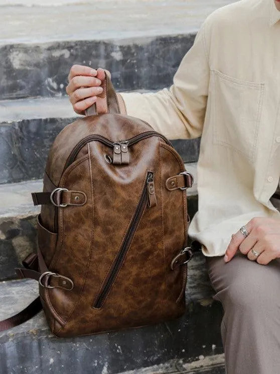 NEW Large Capacity Solid Backpack - Coffee