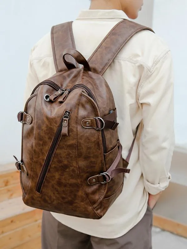 NEW Large Capacity Solid Backpack - Coffee