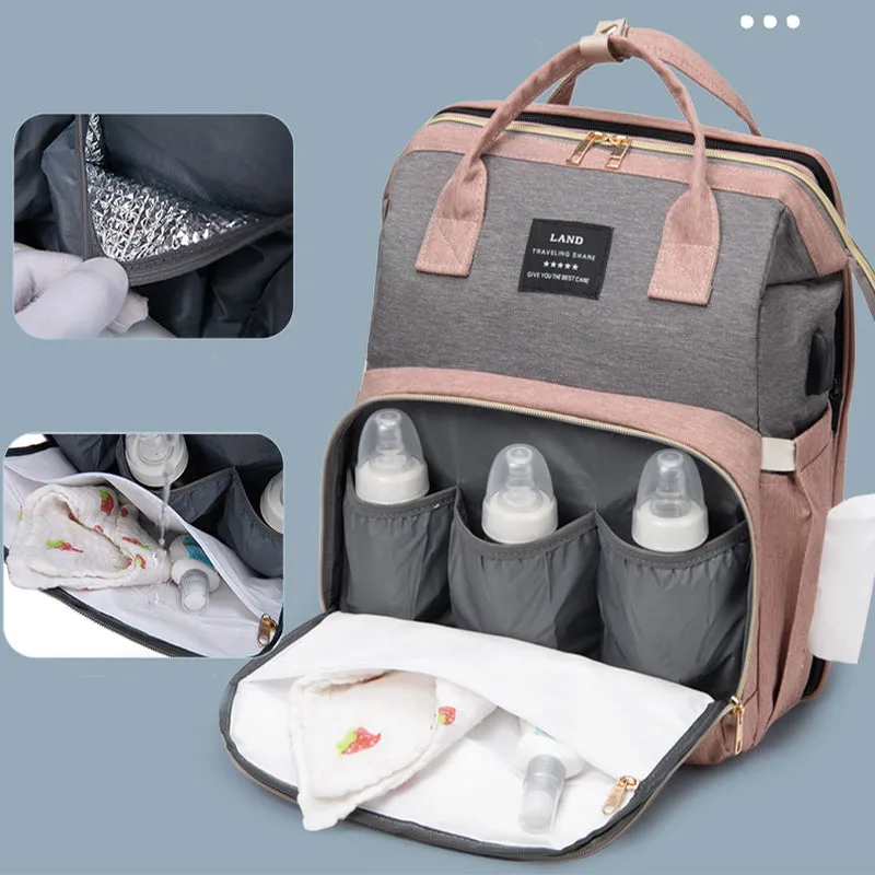 New Mummy Baby Crib Backpack Large Capacity Out Milk Insulated Bag Women