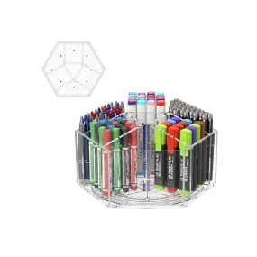 NIUBEE Acrylic Pen Pencil Holder 7 Compartments | Multi-capacity Marker Storage Art Supply Organizer