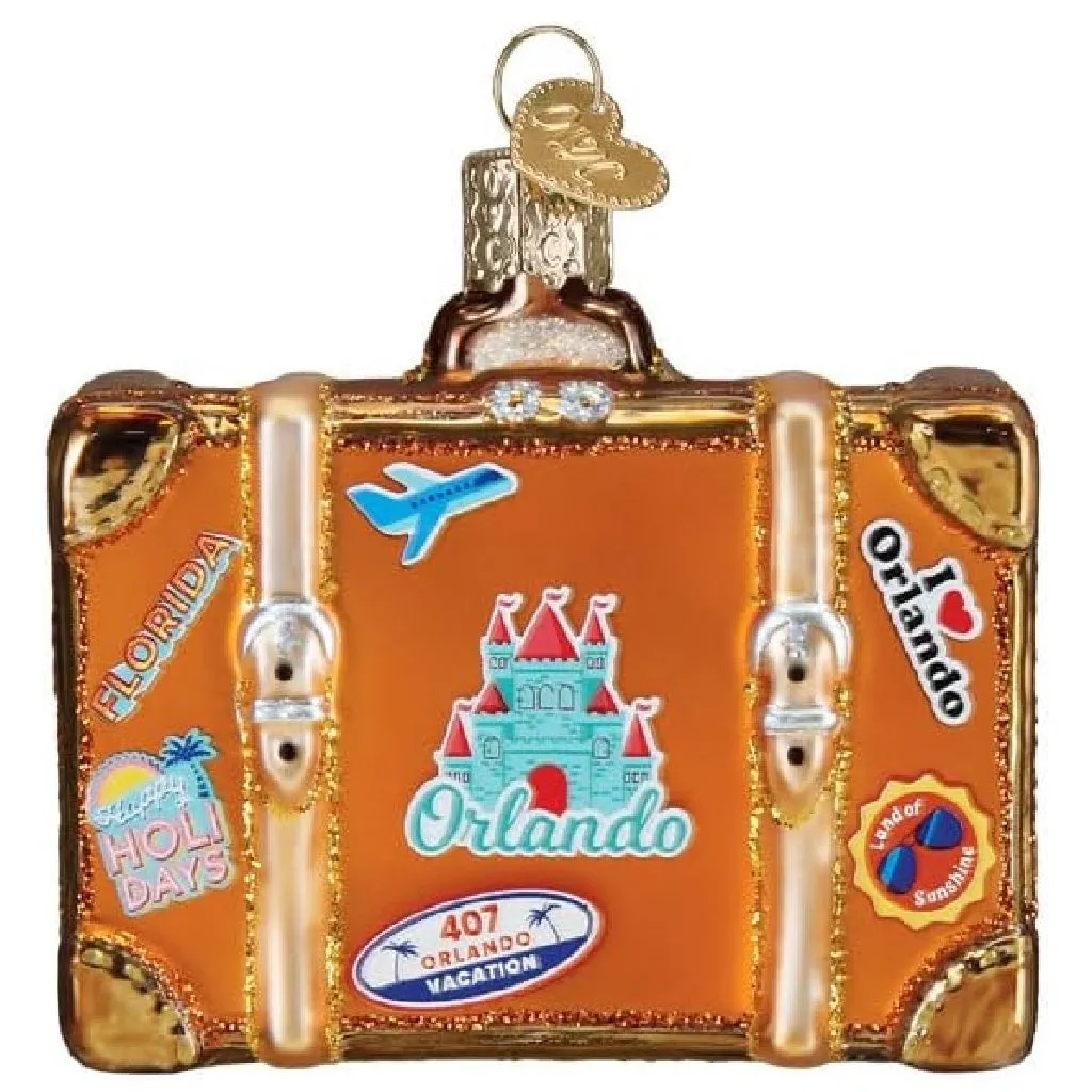 Old World Christmas 32660 Blown Glass Hanging Ornament, Orlando Suitcase