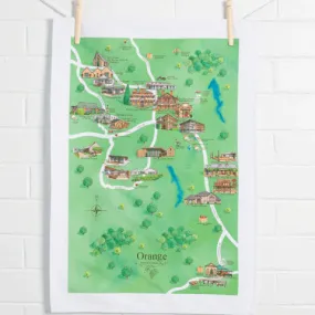 Orange Wine Region Map Tea Towel