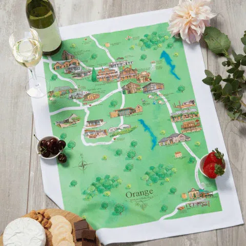 Orange Wine Region Map Tea Towel