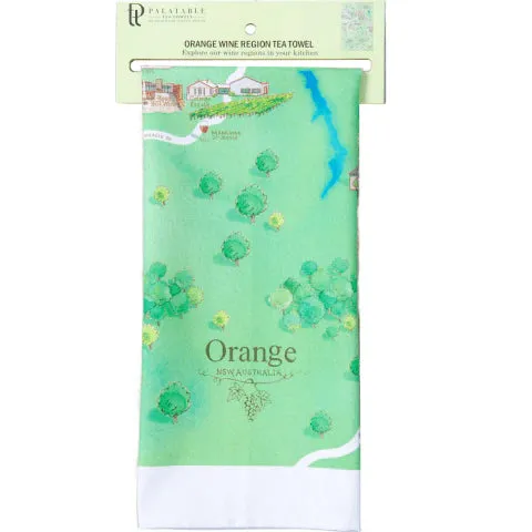 Orange Wine Region Map Tea Towel