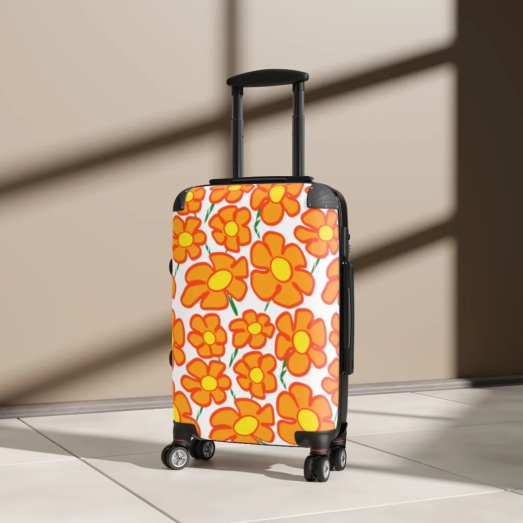 Orangeflower on White - Cabin Suitcase