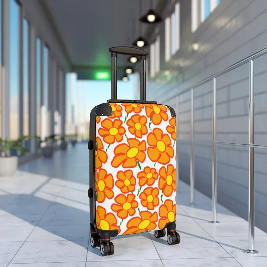 Orangeflower on White - Cabin Suitcase