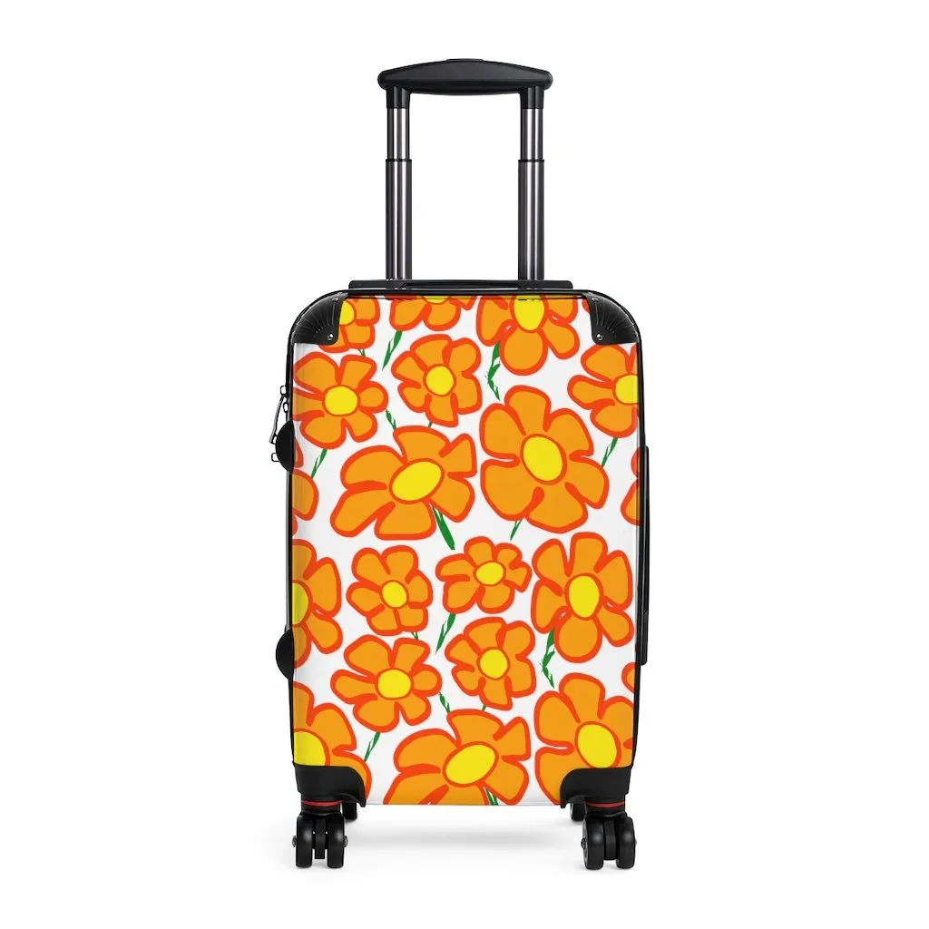 Orangeflower on White - Cabin Suitcase