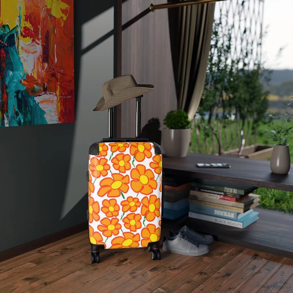 Orangeflower on White - Cabin Suitcase