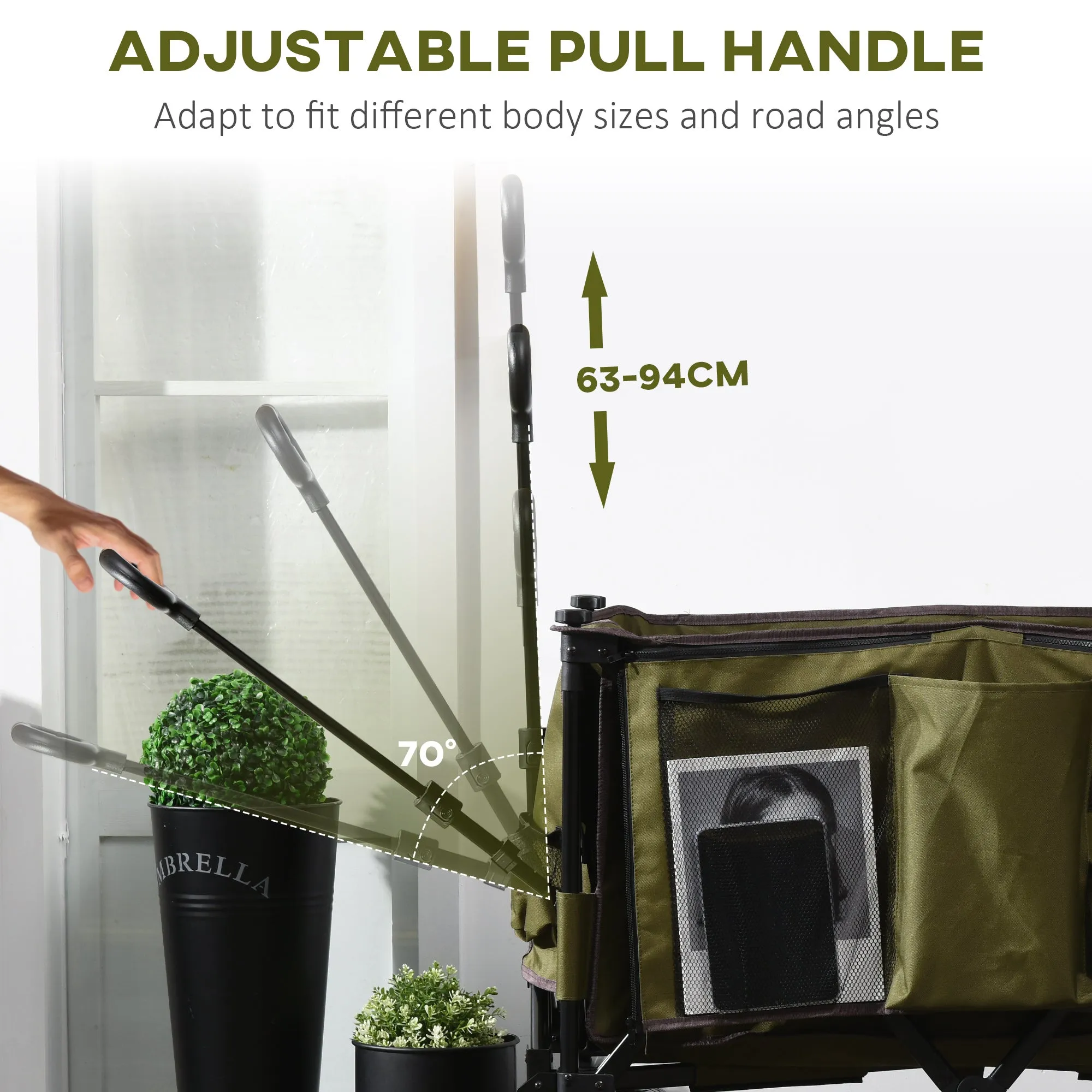 Outsunny Folding Garden Trolley on Wheels