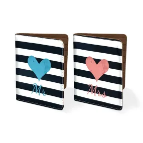 Passport Cover Holder Leather Travel Wallet Case Designer Passport Cover - Blue And Pink Heart