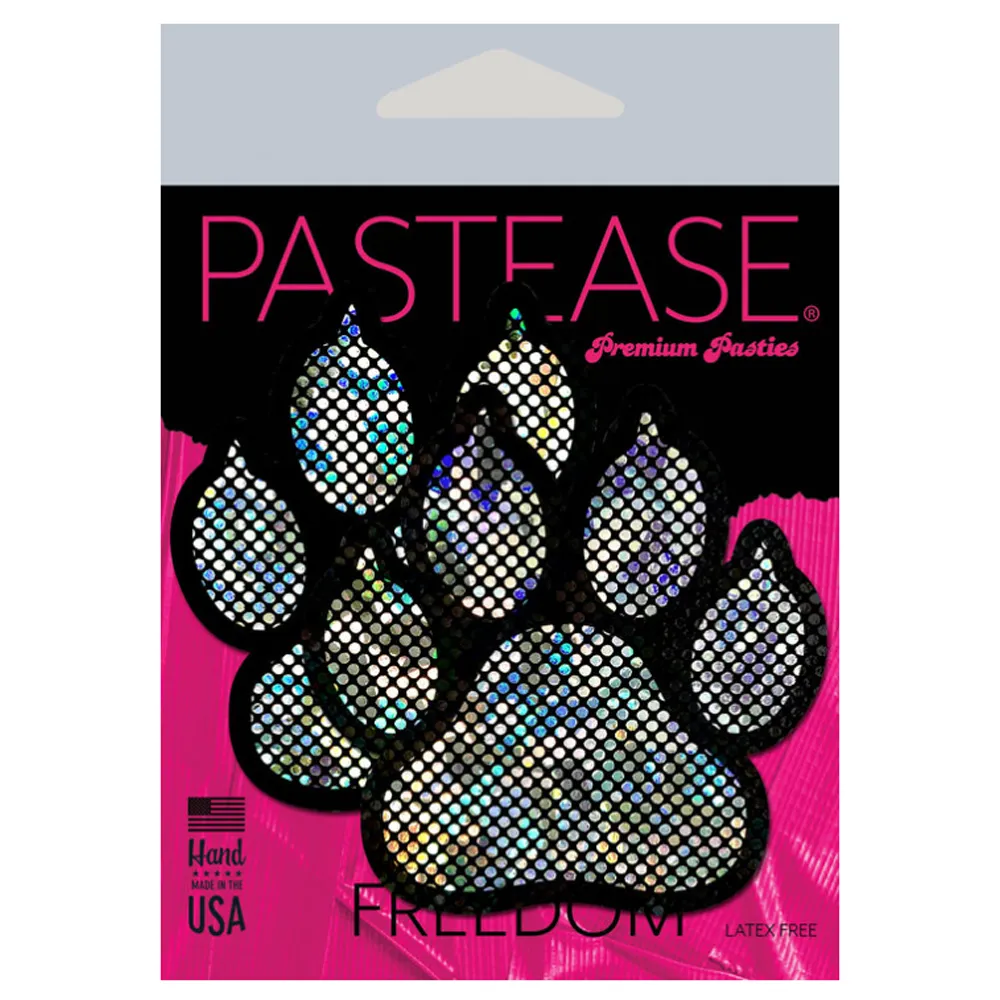 Paw Print Pasties - Disco Silver/Black