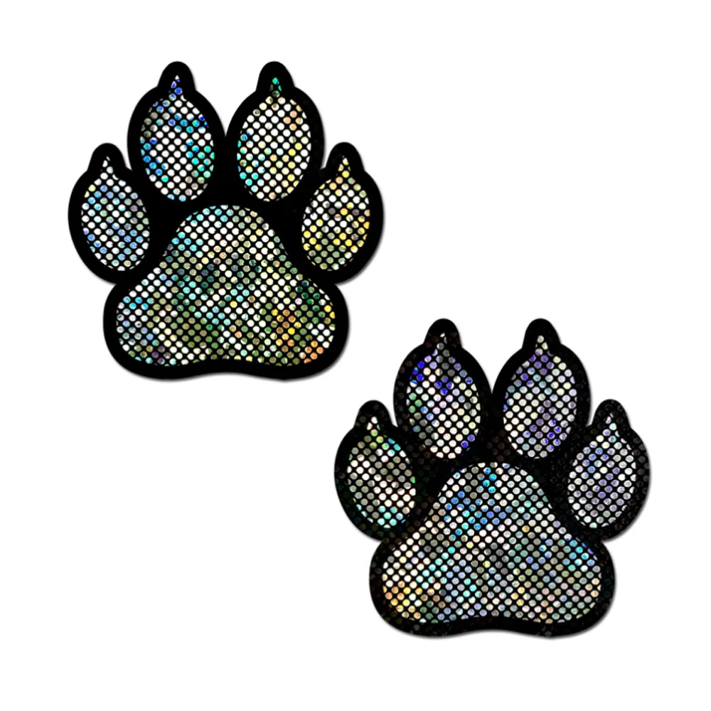 Paw Print Pasties - Disco Silver/Black