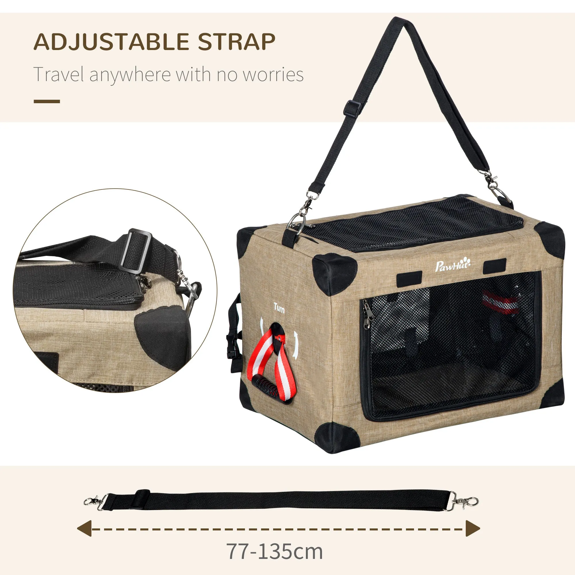 PawHut Collapsible Dog Crate Foldable Pet Carrier for Cats XS Dog 50x34x33cm