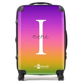 Personalised Dark Rainbow Ombre Gradient Suitcase