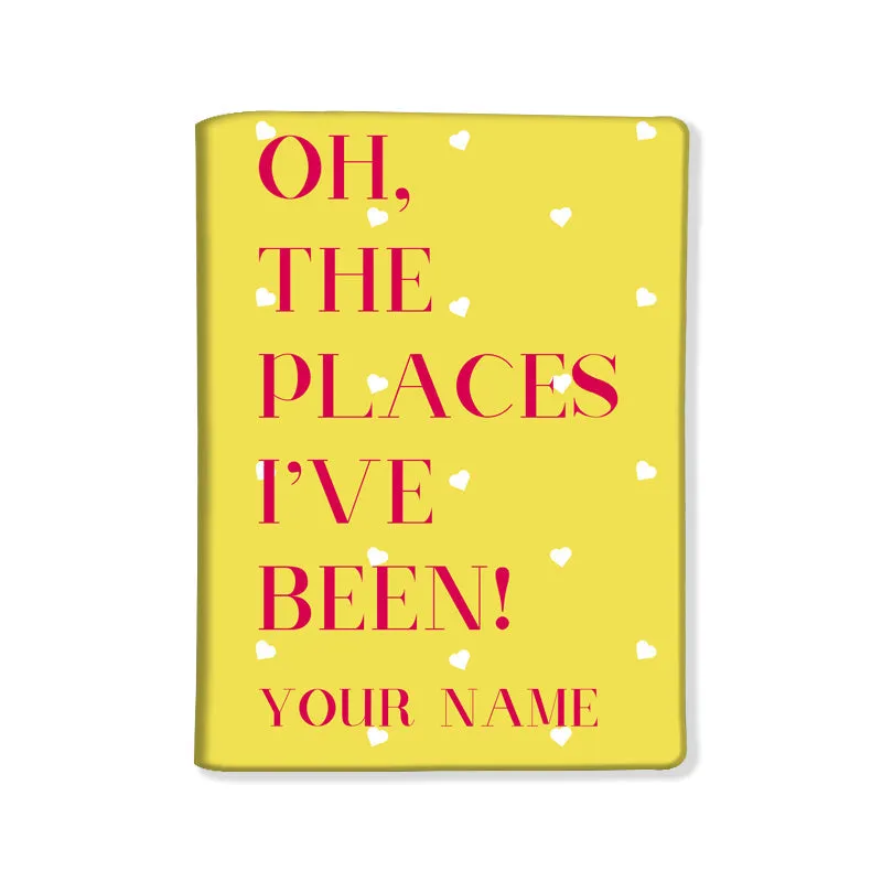 Personalised Passport Cover and Baggage Tag Combo - Oh The Places Yellow