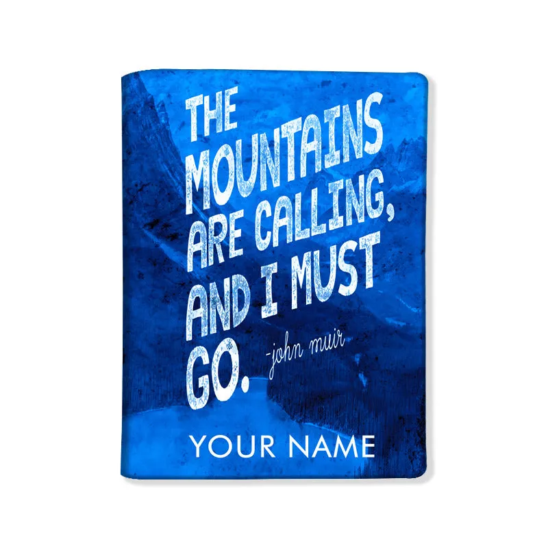 Personalised Passport Cover Luggage Tag Set - The Mountains are Calling