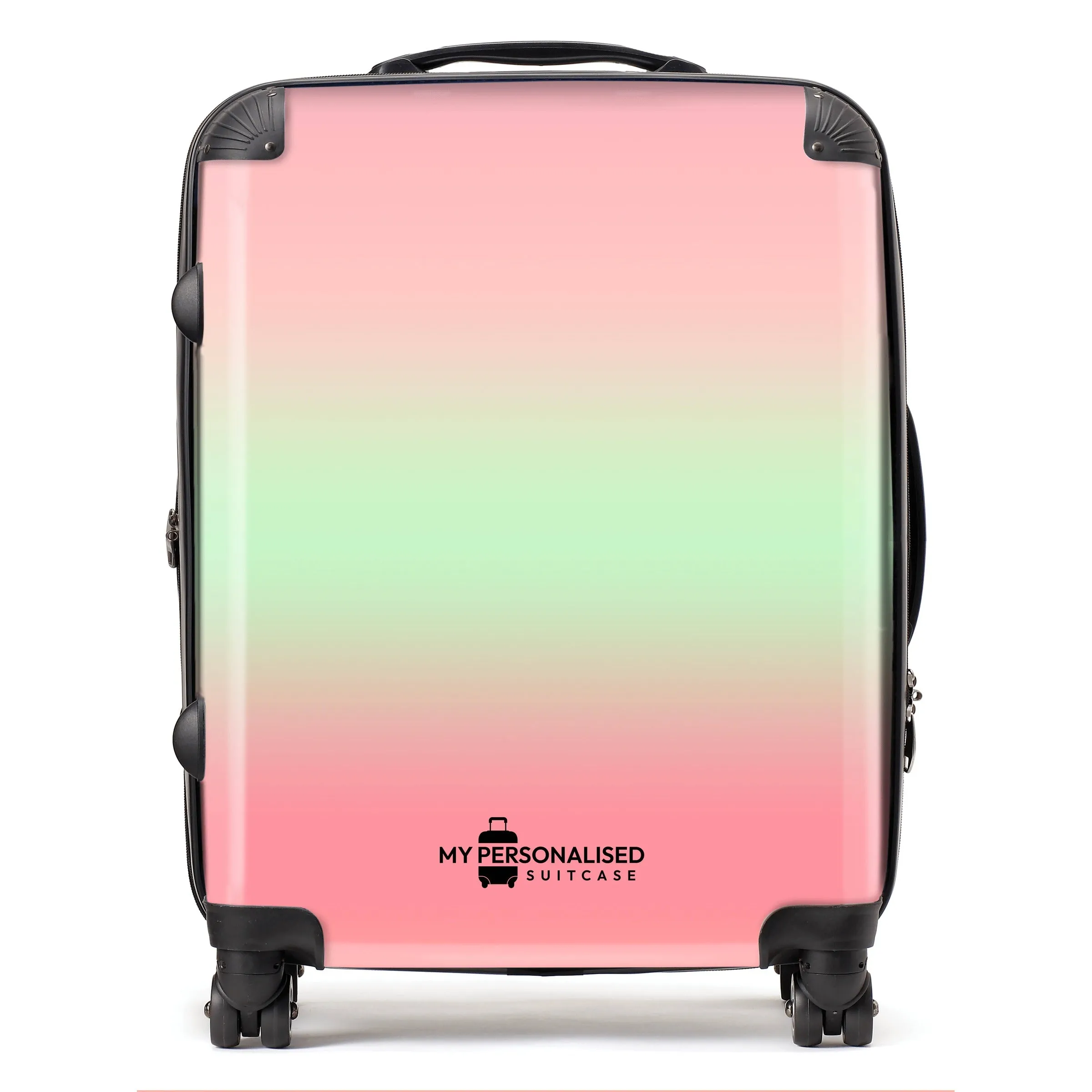 Personalised Pastel Pink and Green Ombre Gradient Suitcase