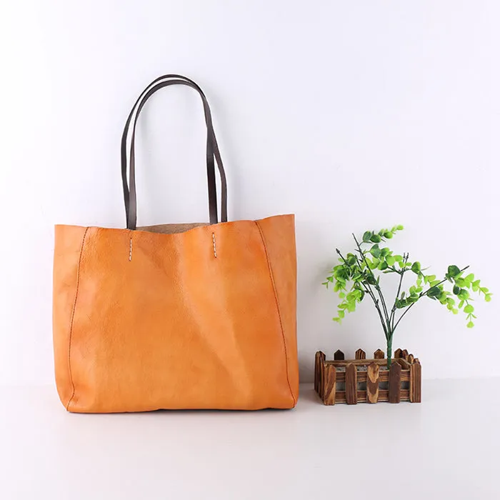 Personalized Genuine Leather Tote Bag For Women Full Grain Leather Fashion Designer Handbag Leather Large Casual Bag For Ladies