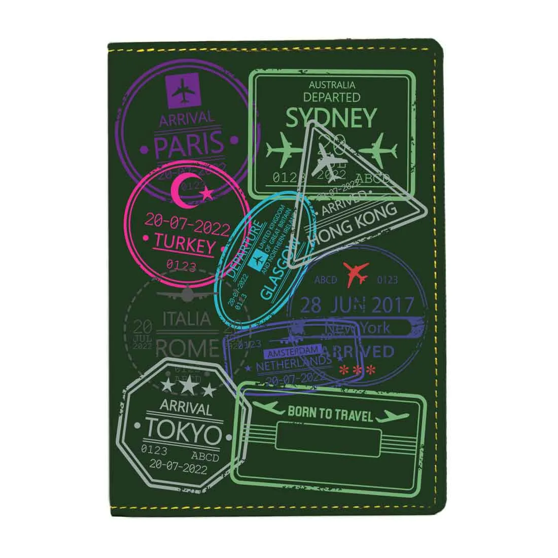 Personalized Passport Cover PU Leather Holder for Passports-Arrival Stamps