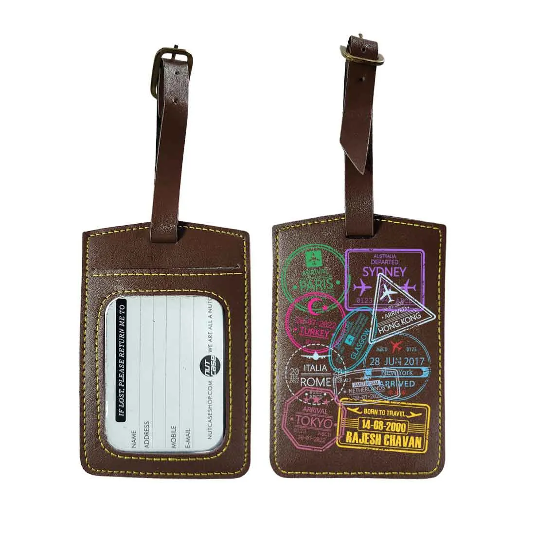 Personalized Passport Cover PU Leather Holder for Passports-Arrival Stamps