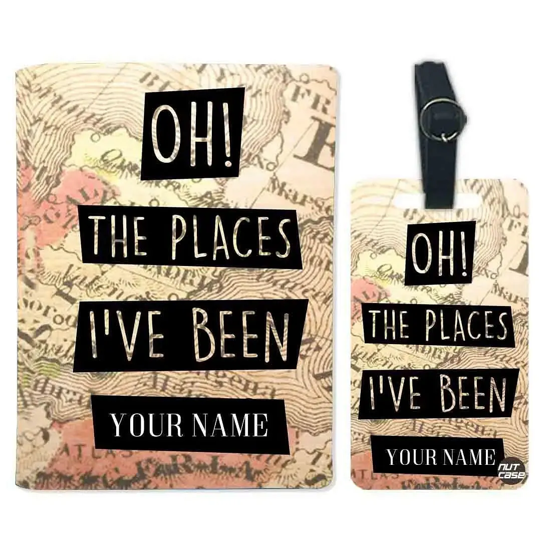 Personalized Passport Cover with Name -  OH THE PLACES I'VE BEEN - MAPS