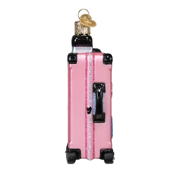 Pink Rolling Suitcase Ornament