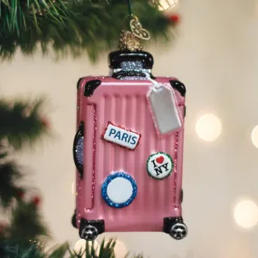 Pink Rolling Suitcase Ornament