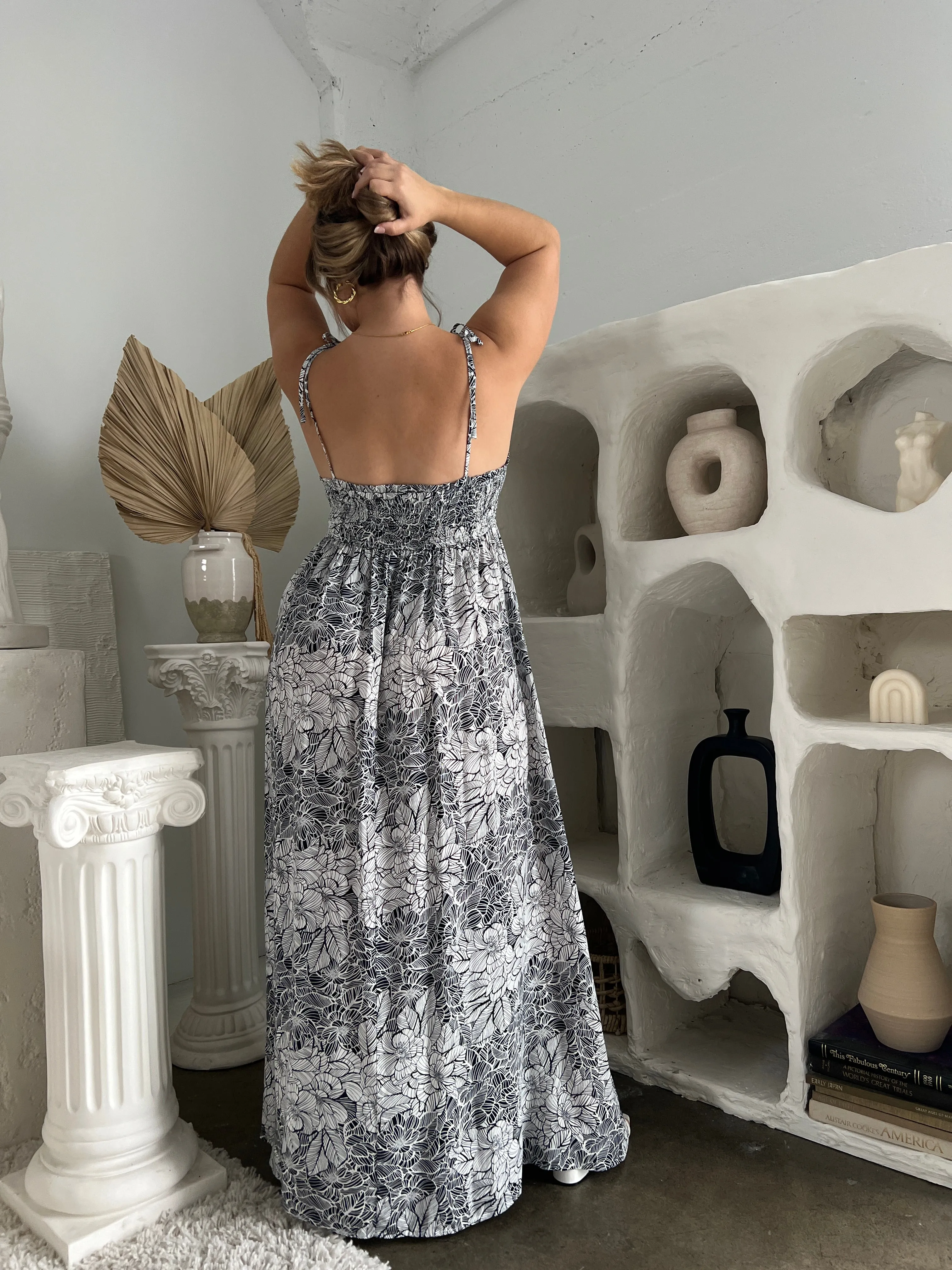 Plus Size Tied Botanical Maxi Dress