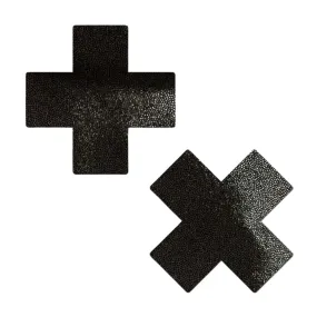 Plus X: Liquid Black Cross Nipple Pasties