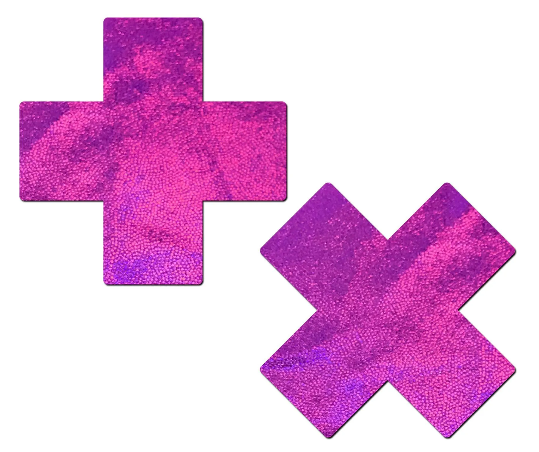 Plus X: Pink Holographic Cross Nipple Pasties