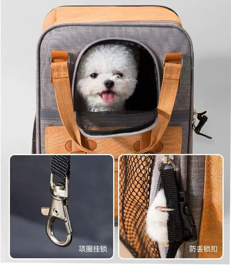 Portable Pet Backpack for Dogs and Cats - Breathable Travel Carrier with Large Capacity