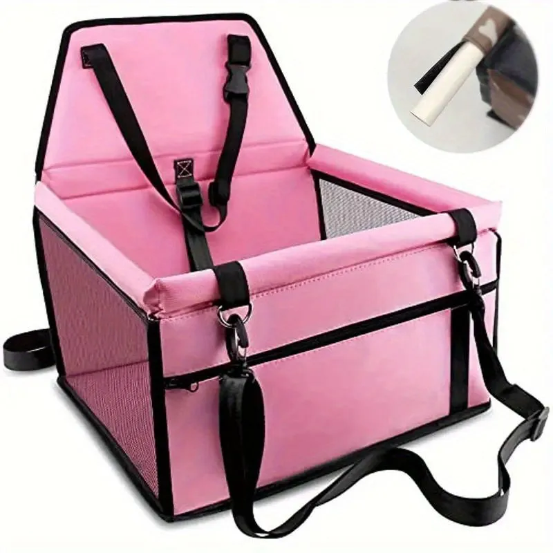 Portable Pet Car Booster Seat with Seat Belt and Leash