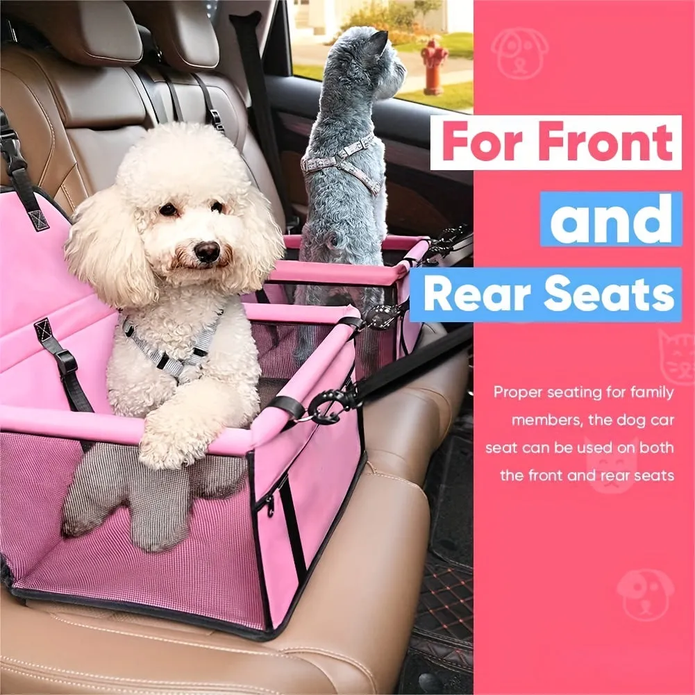 Portable Pet Car Booster Seat with Seat Belt and Leash